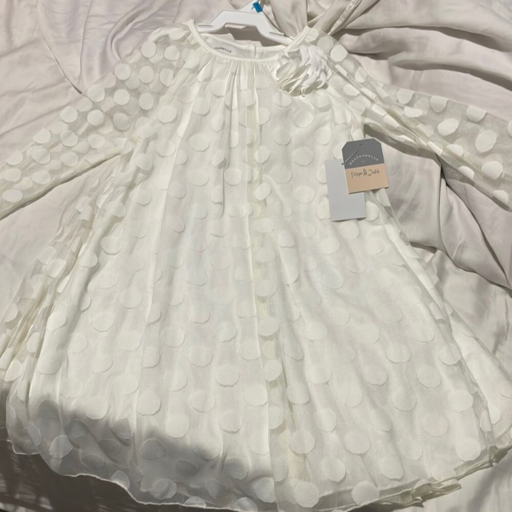 Pastourelle by Pippa & Julie 6x white polka dot lined a line dress nwt perfect